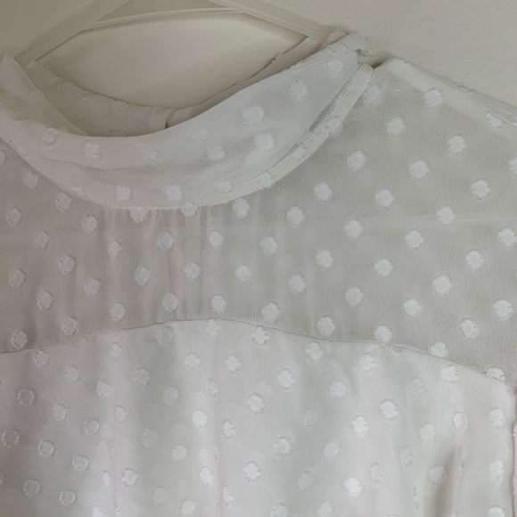Halogen White Tiered Polka Dot Bell Sleeve Top - Picture 4 of 9